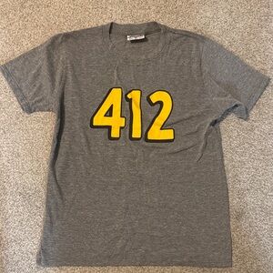 Gray T-Shirt with Yellow 412 Graphic